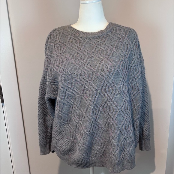 Terra & Sky 3X Gray Cable Knit Sweater Pullover Plus Size (22W-24W) - Picture 1 of 14